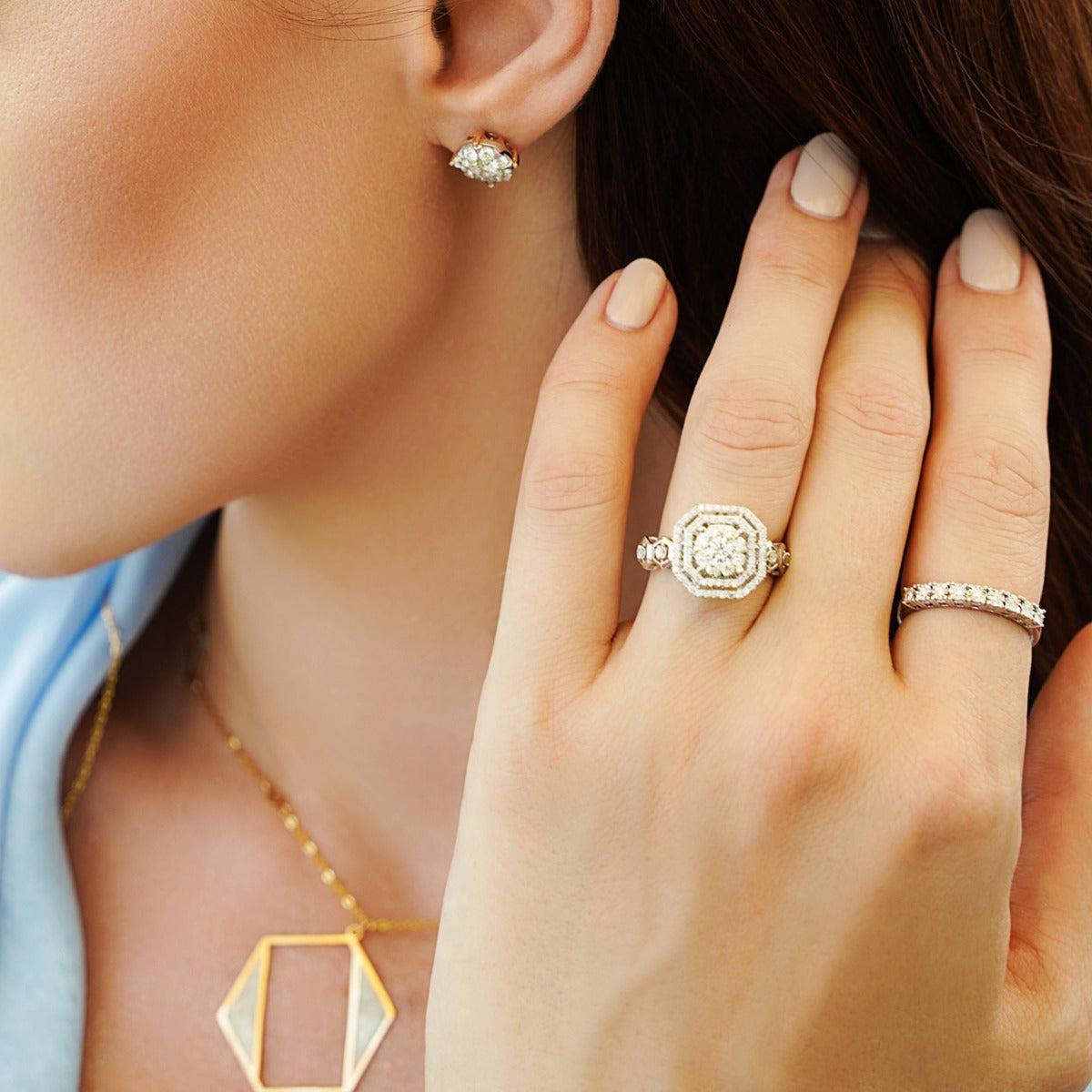 Claw-Set Half Eternity Diamond Ring in 18K White Gold