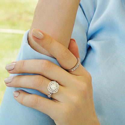 Claw-Set Half Eternity Diamond Ring in 18K White Gold