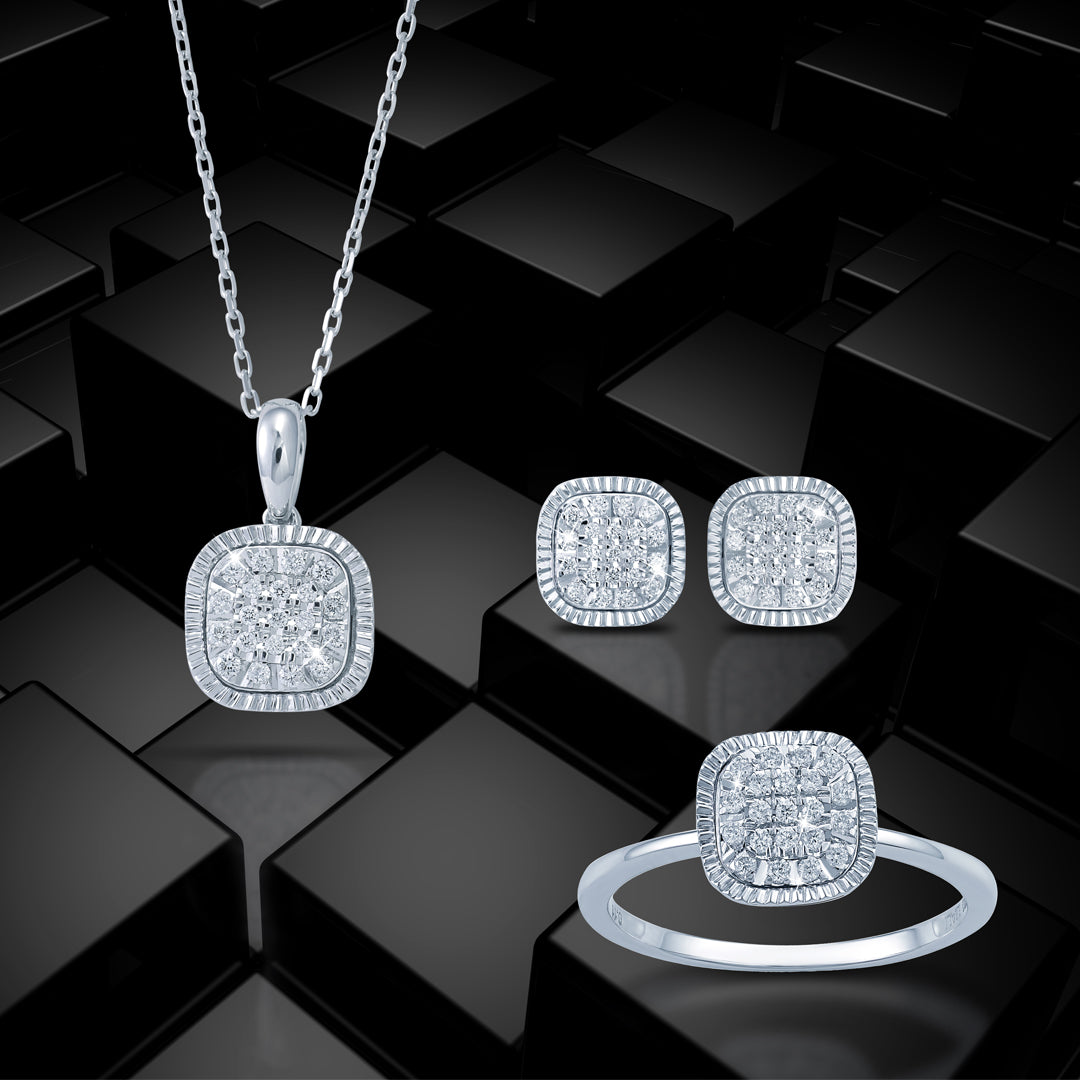 Comfy Cushion Look Diamond Jewellery Set - 1