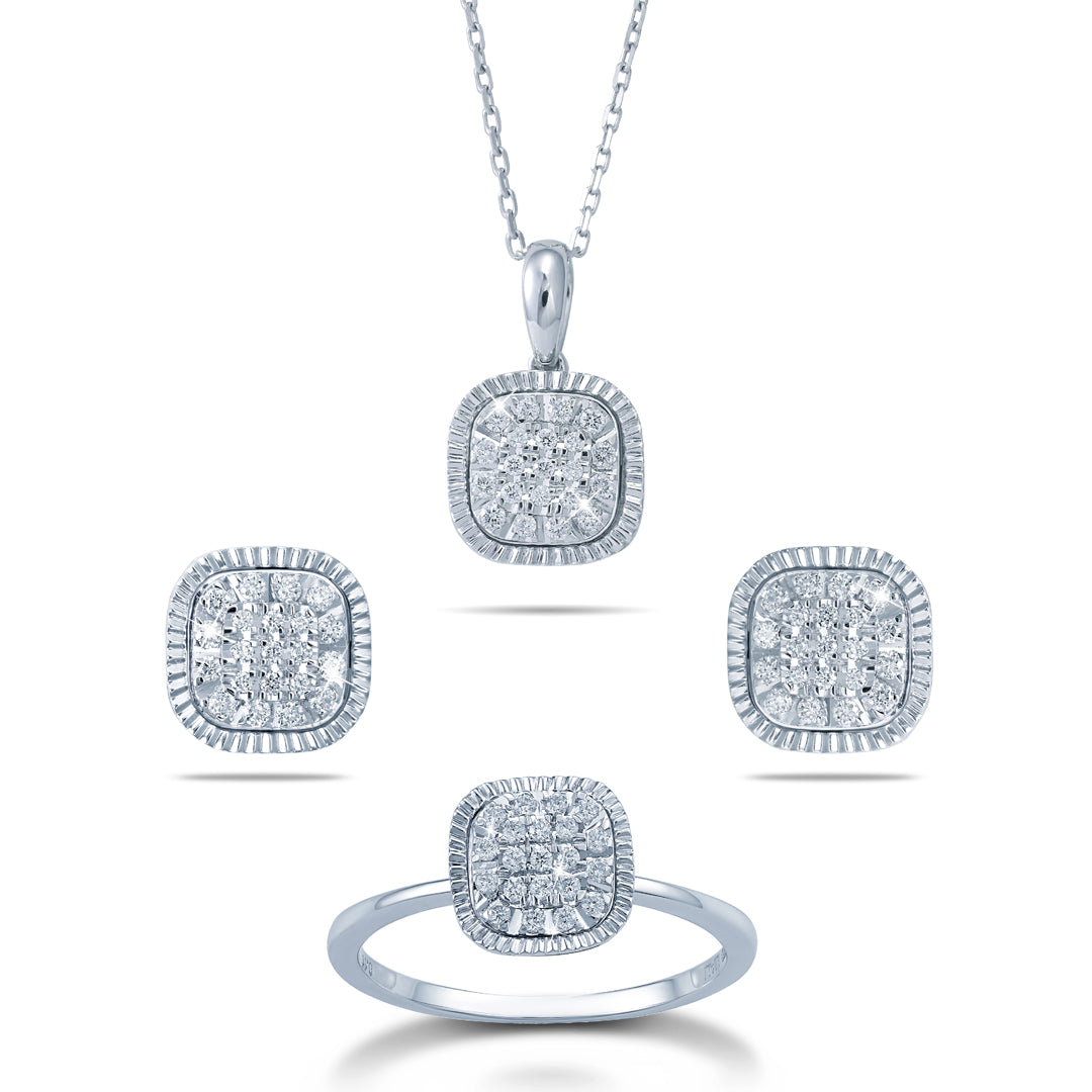 Comfy Cushion Look Diamond Jewellery Set - 1