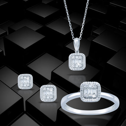 Comfy Cushion Look Diamond Jewellery Set - 4