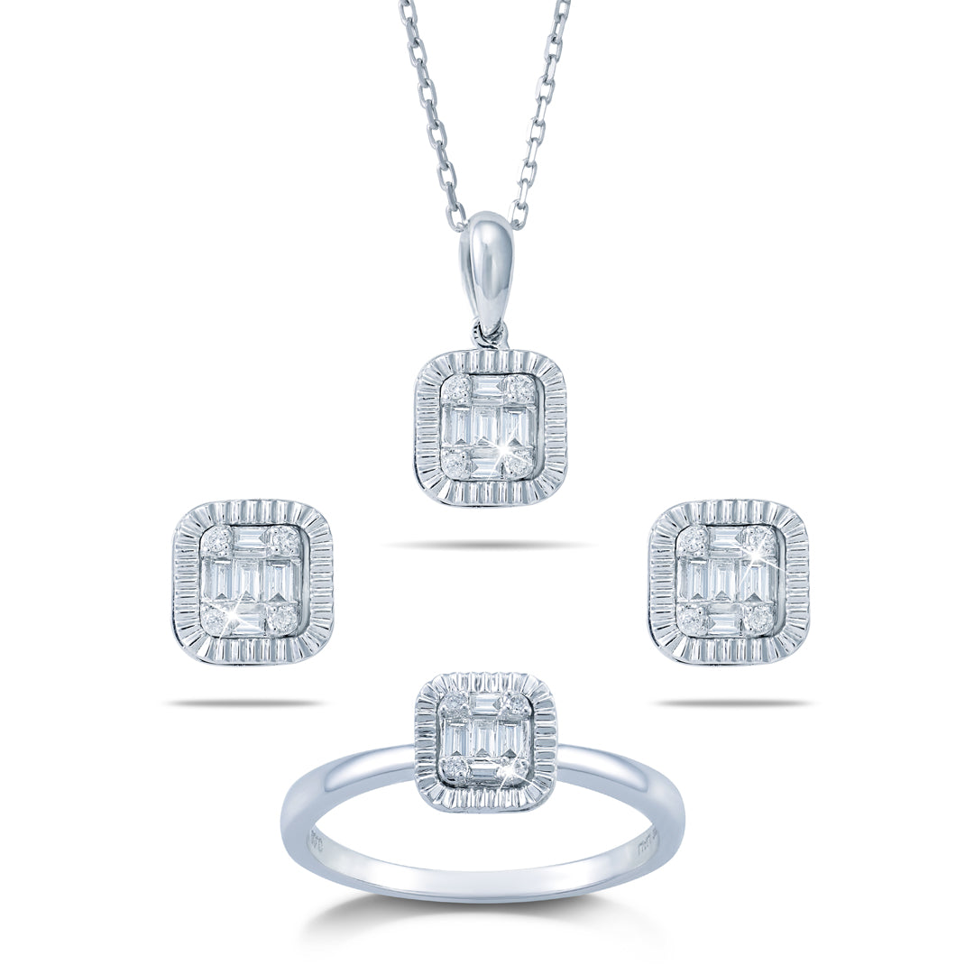 Comfy Cushion Look Diamond Jewellery Set - 4