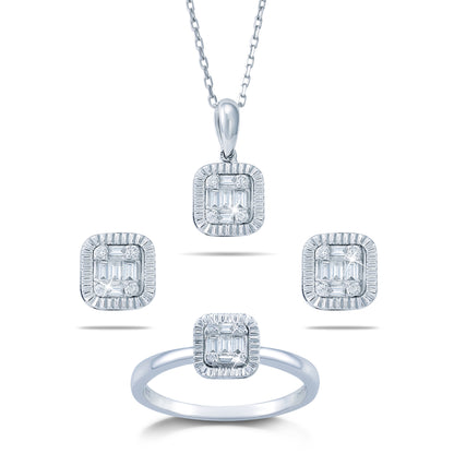 Comfy Cushion Look Diamond Jewellery Set - 4