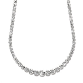 Classic Diamond Tennis Necklace in 18K White Gold - Tiger prong setting