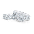 Pear & Round Diamond Floral Wedding Rings - Love Bands