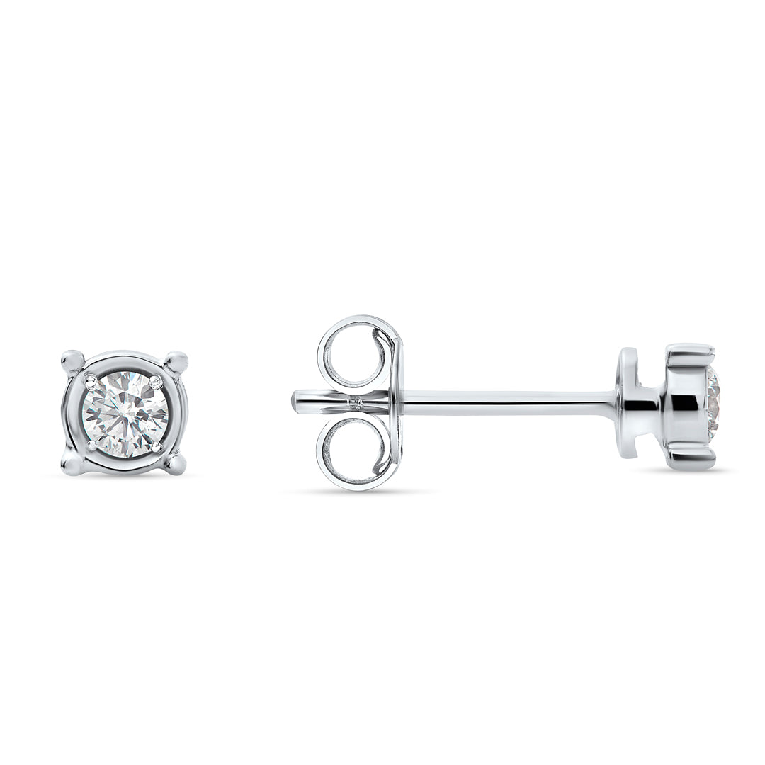 0.50 Carat Diamond Solitaire Bezel Stud Earrings