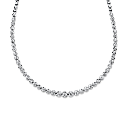 8.5 Carat Diamond Tiger Prong Tennis Necklace in 18K White Gold