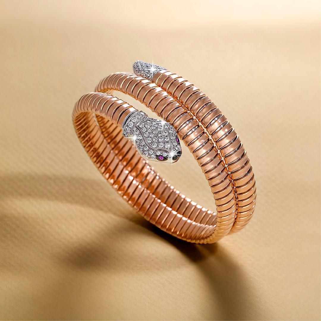 Golden Serpent: Tessitore 18k Rose Gold Snake Bangle