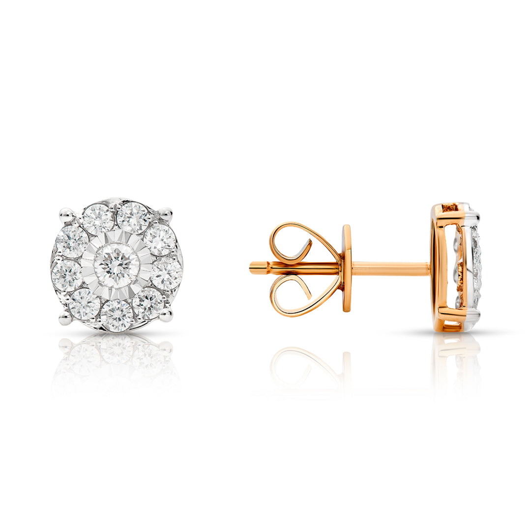 Daily wear diamond earrings in 18K rose gold-2carat look
