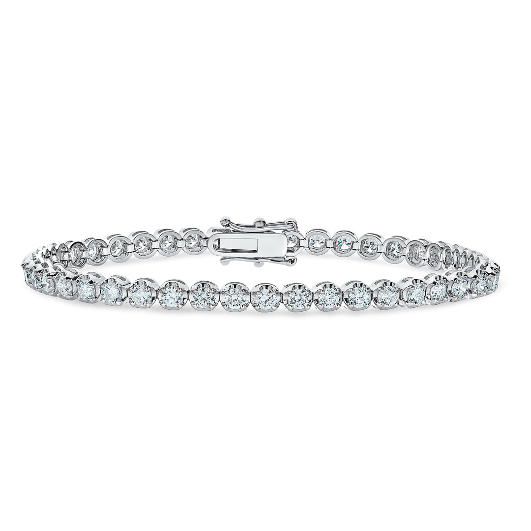 Classic Solitaire Diamond Bracelet in 18K White Gold - Tiger prongs