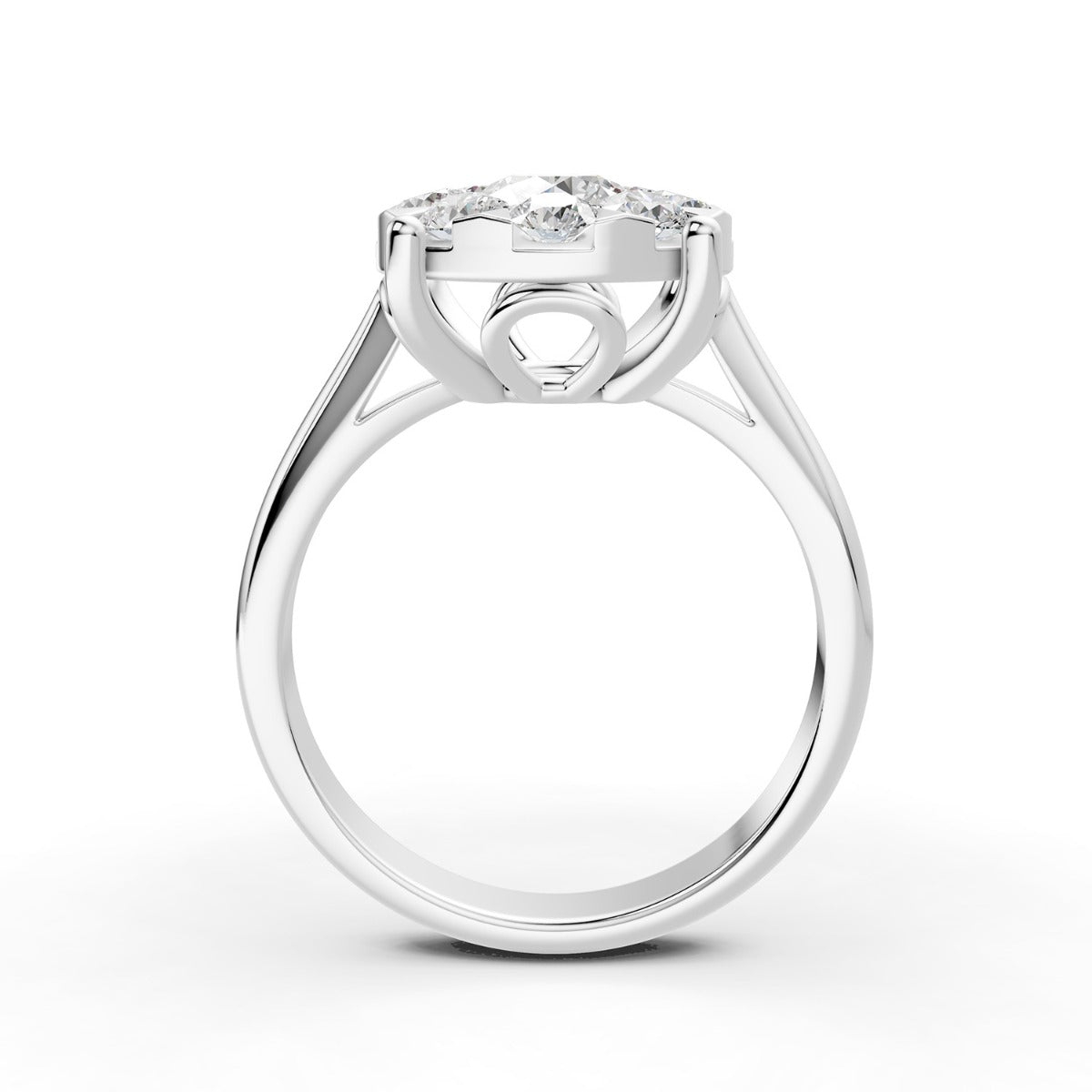 Mirage Round 3 Ct Look Diamond Engagement Ring in 18K White Gold