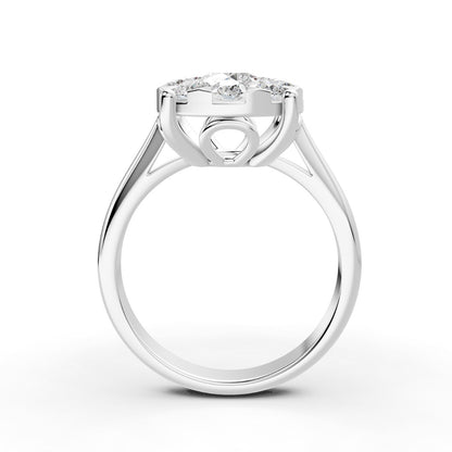 Mirage Round 3 Ct Look Diamond Engagement Ring in 18K White Gold