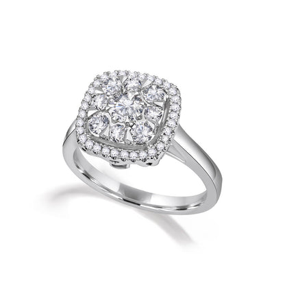 Cushion Engagement Ring in 18K White Gold-5