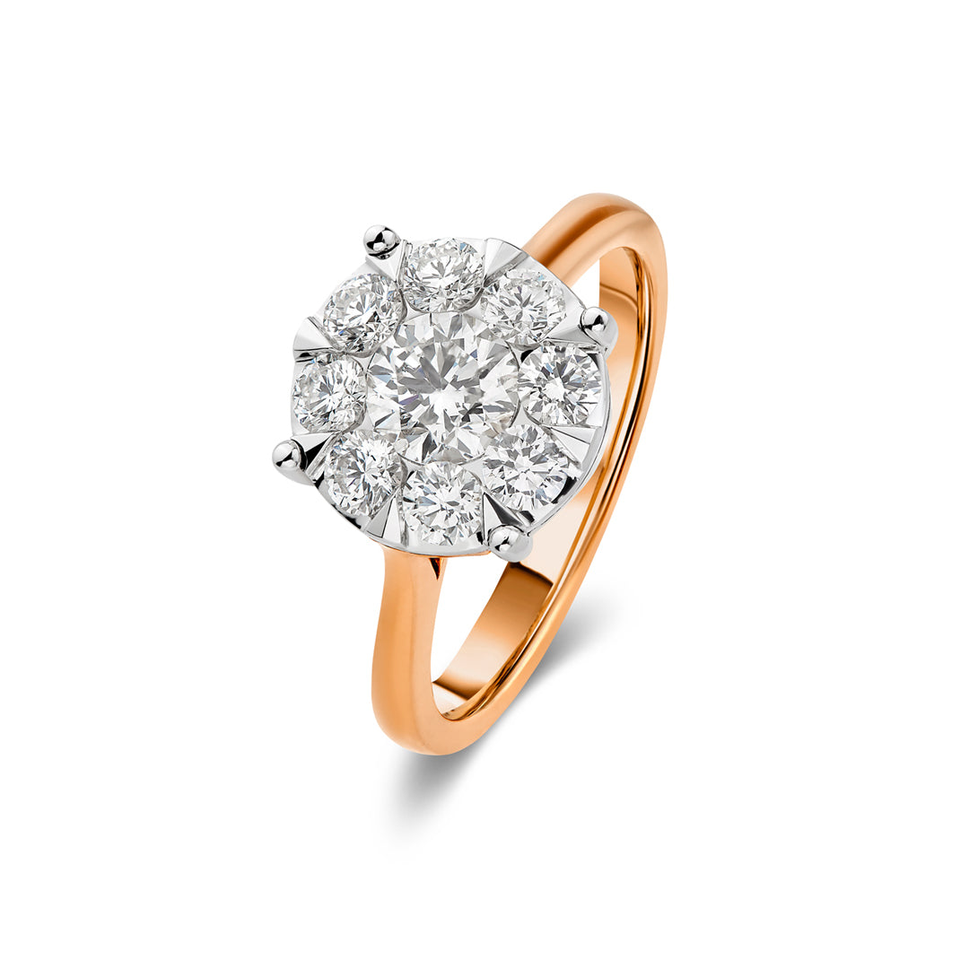 Mirage Round 3 Ct Look Diamond Engagement Ring in 18K Rose Gold