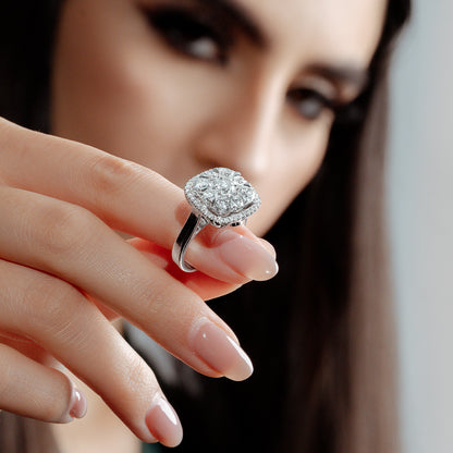 Cushion Engagement Ring in 18K White Gold-5