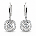 Lumière Cushion Diamond Drop Earrings 18K White Gold