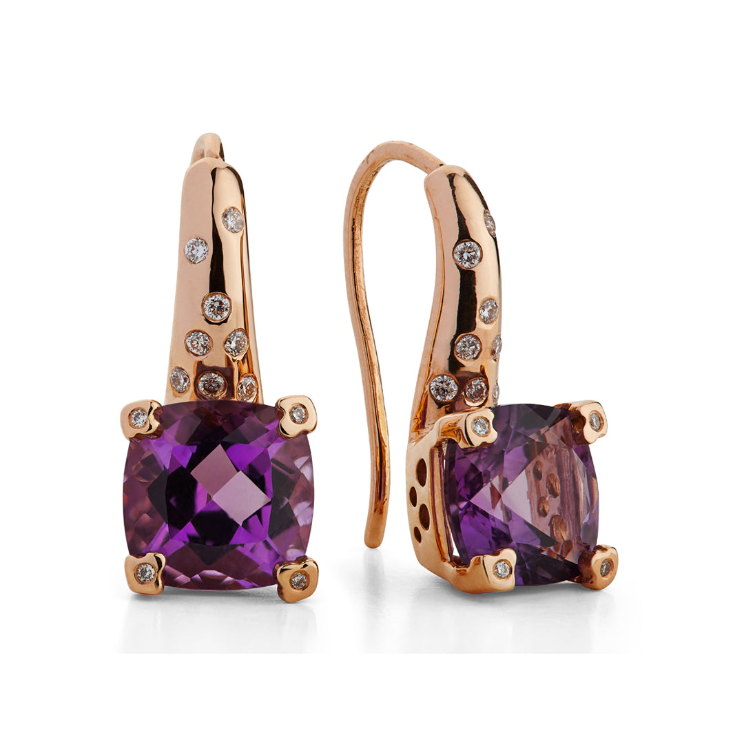 Precious Amethyst & Diamond Huggie Earrings