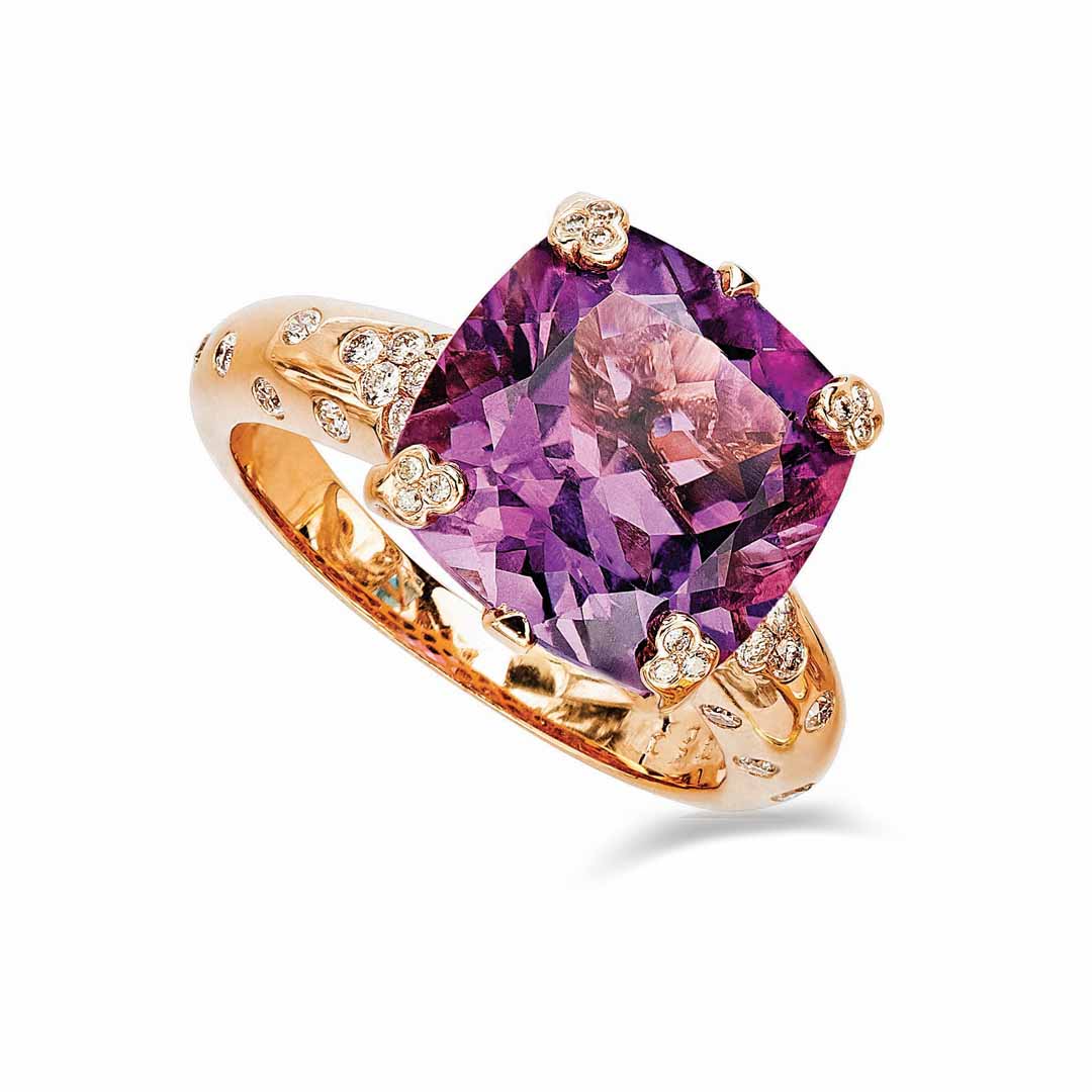 Precious Amethyst & Diamond Band Ring