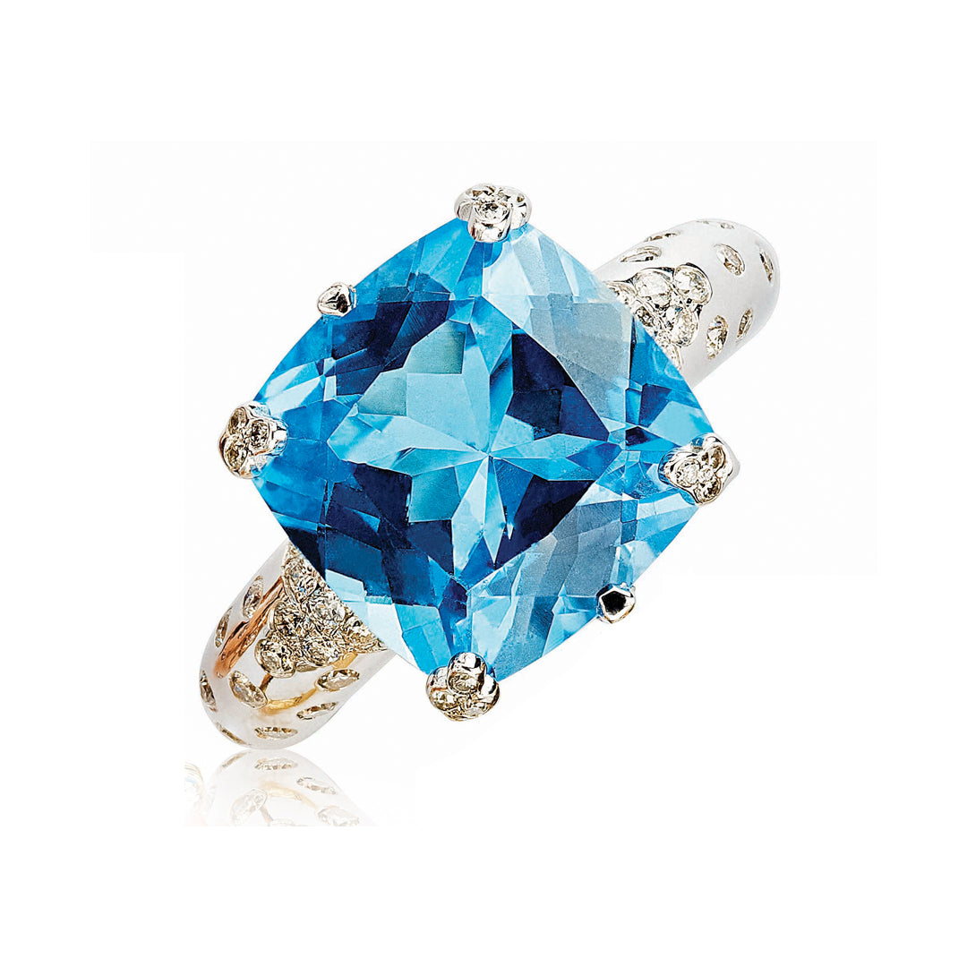 Precious Blue Topaz & Diamond Band Ring