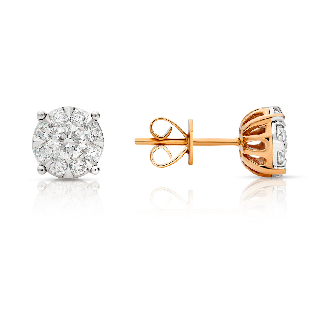 Round diamond earrings in 18K rose gold - Mirage