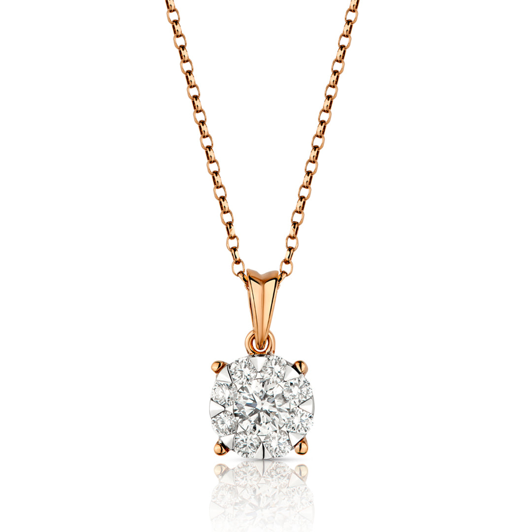 Round Diamond Pendant in 18K Rose Gold