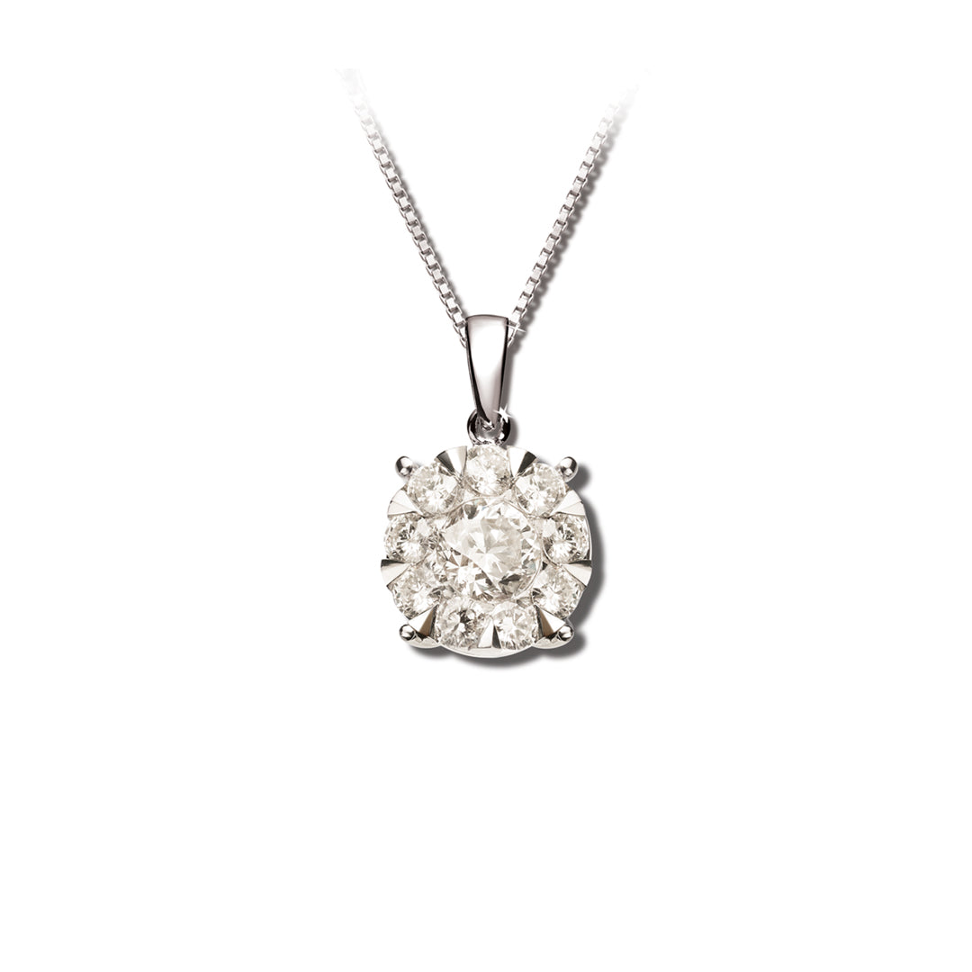 Mirage round diamond pendant in 18K white gold - 2 Carat look