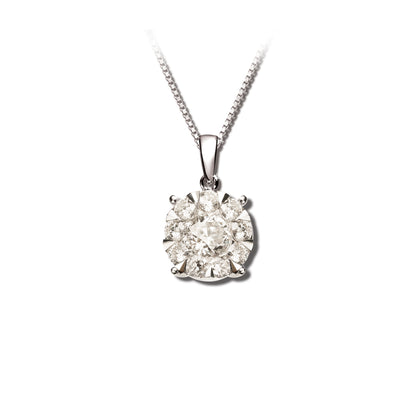 Mirage round diamond pendant in 18K white gold - 1.50 Carat look