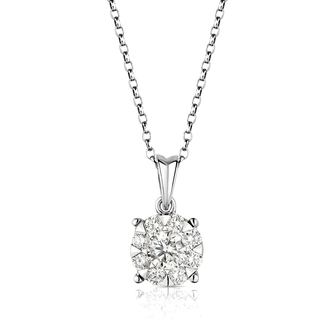 Mirage round diamond pendant in 18K white gold - 1 Carat look