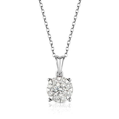 Mirage round diamond pendant in 18K white gold - 1 Carat look
