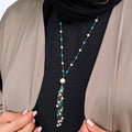Sakura Pearl & Turquoise Tassel Necklace - Pearl Size (Medium)