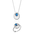 Round Wheel Shaped Sapphire Set of Pendant & Ring