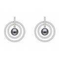 Sakura Luna Pearl Diamond Earrings in 18K White Gold