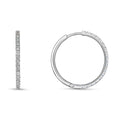 Earrings Hoops in 18K White Gold and Diamonds - simple thin Round