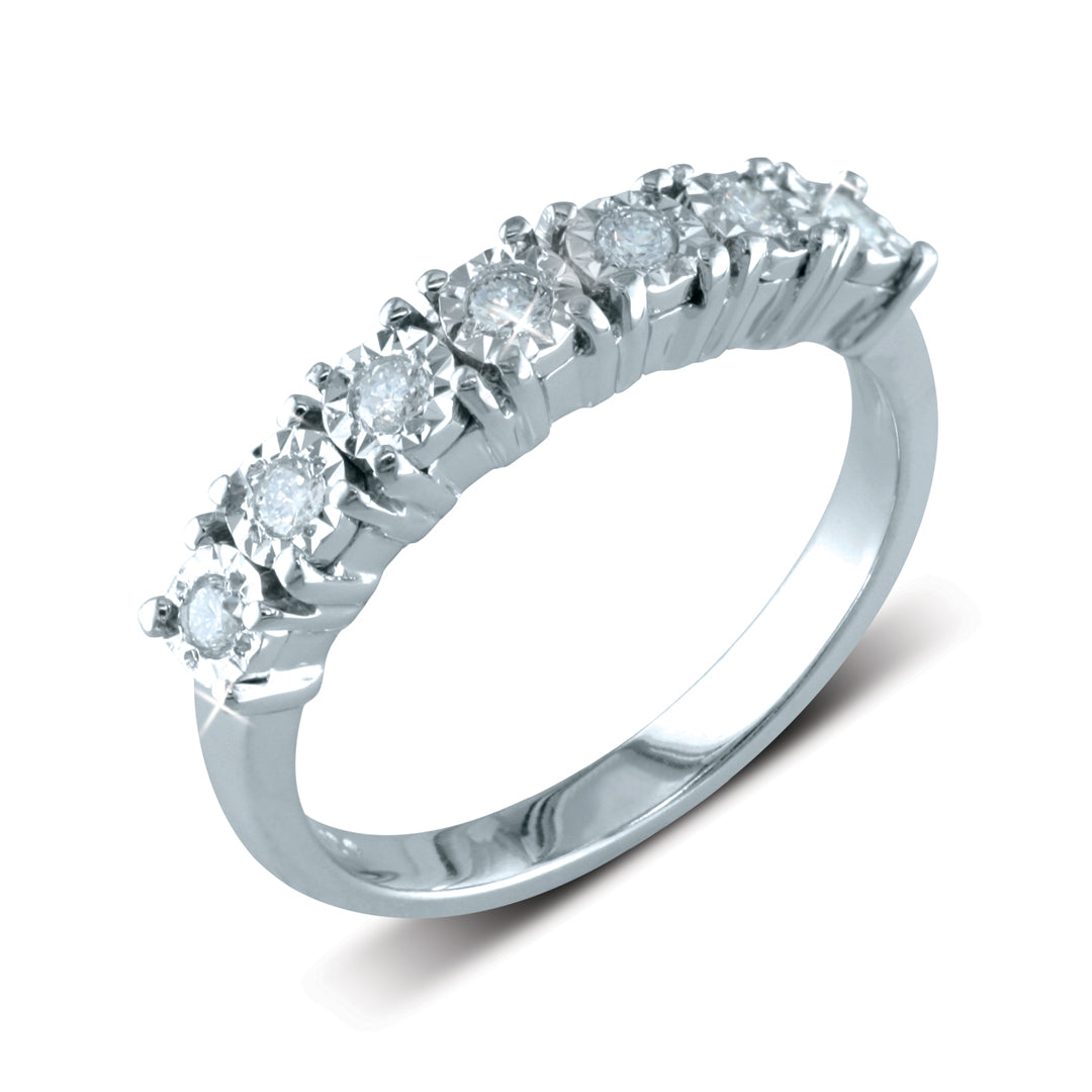 Claw-Set Half Eternity Diamond Ring in 18K White Gold