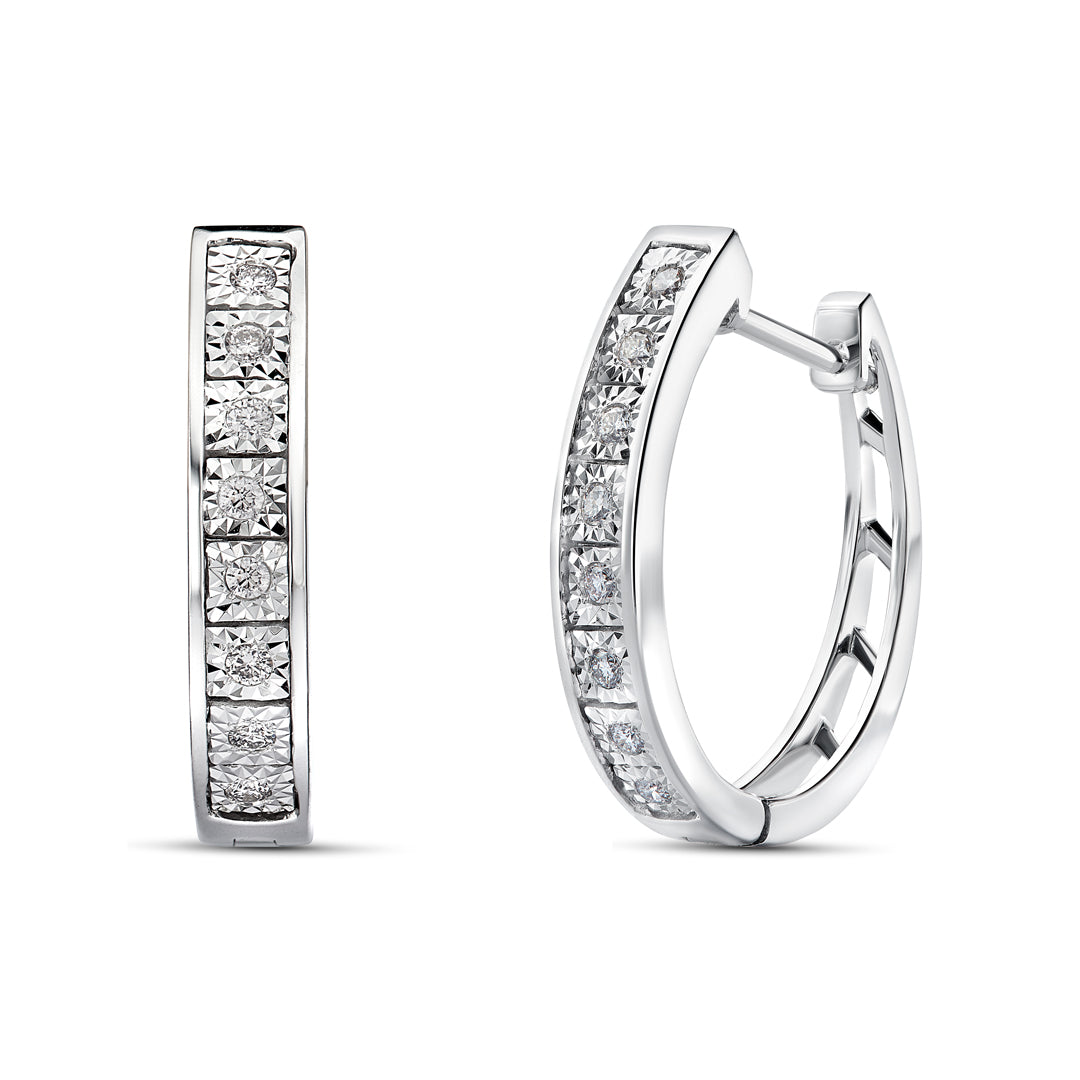 Earrings Hoops in 18K White Gold and Diamonds