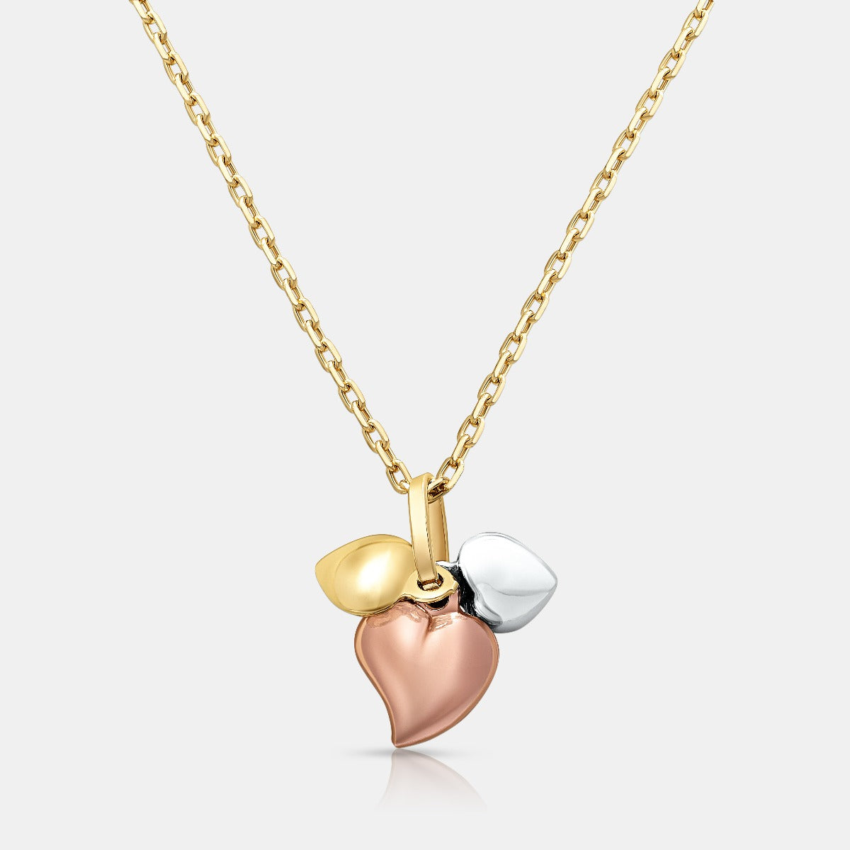 Tri-Color Hearts 18K Gold Pendant