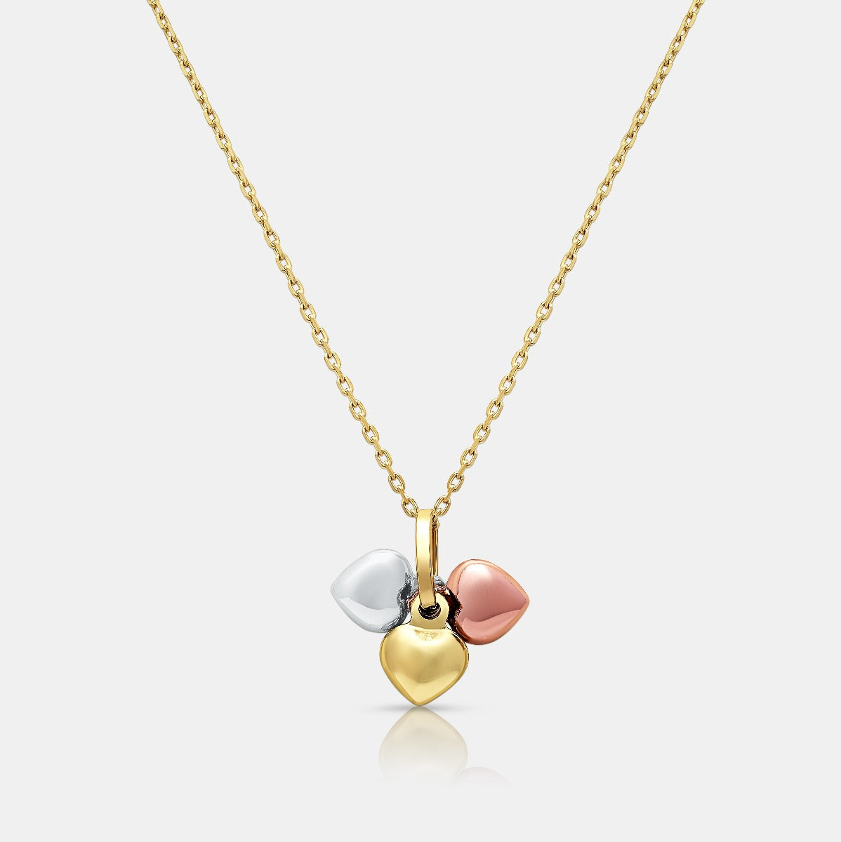 Tri-Color Symentric Hearts 18K Gold Pendant