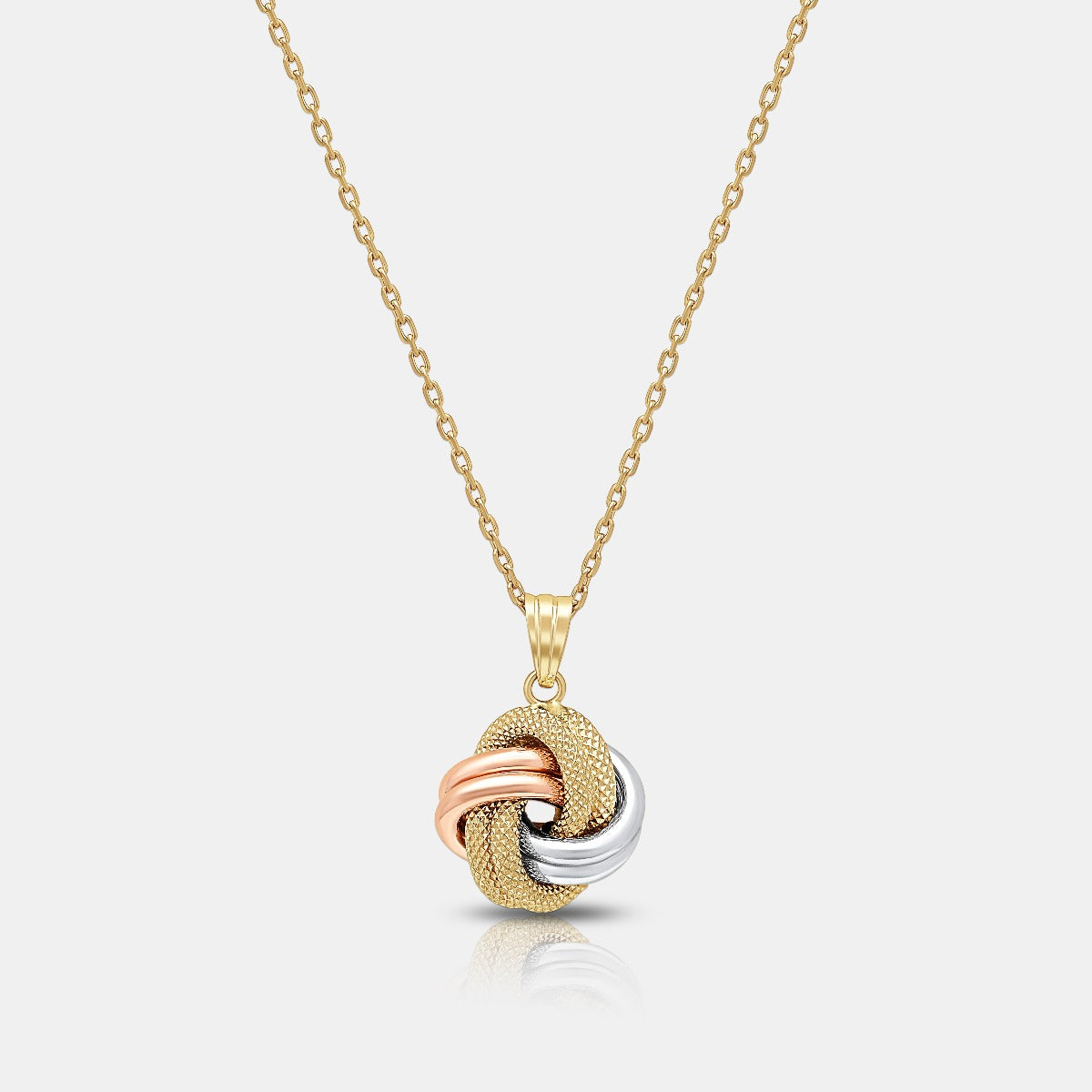 Tri-color Infinity Knot Pendant in 18K Gold - Medium