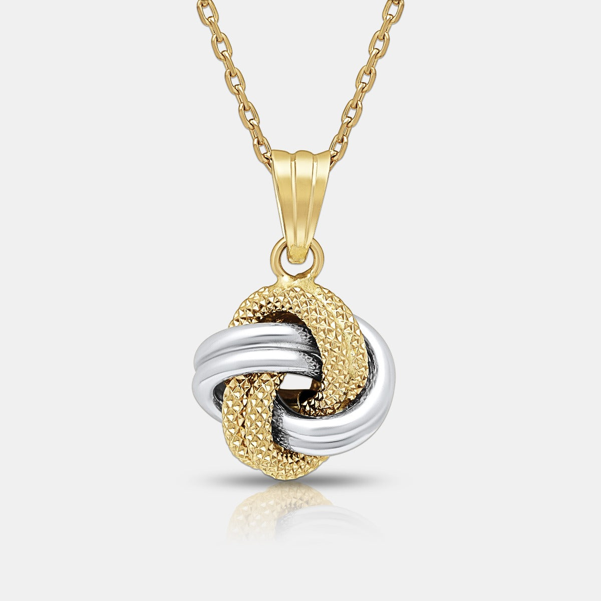 Dual-color Infinity Knot Pendant in 18K Gold