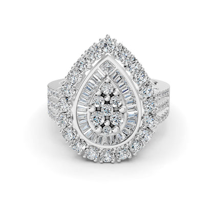 Mirage Pear Diamond Engagement Ring in White Gold