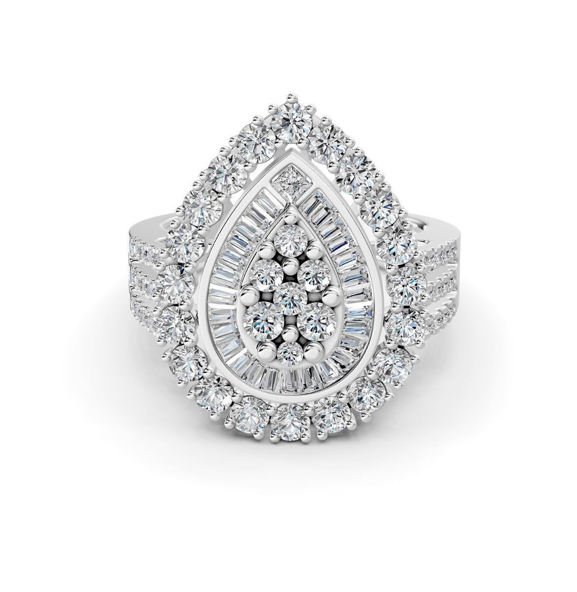 Mirage Large Pear Diamond Engagement Ring in White Gold