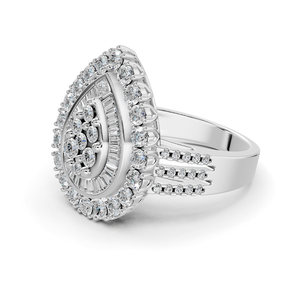 Mirage Pear Diamond Engagement Ring in White Gold