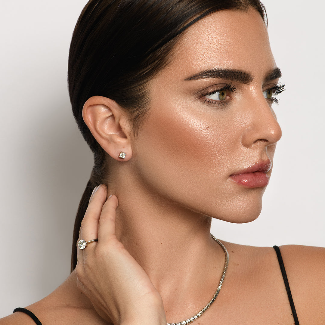 0.7 Carat Natural Round Diamond Solitaire Earring