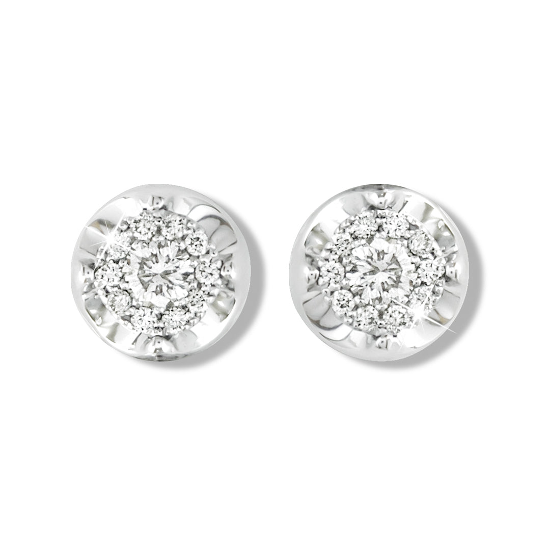 Diamond stud Earrings in 18K White Gold