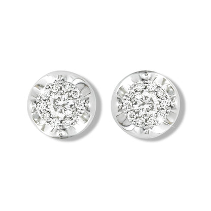 Diamond stud Earrings in 18K White Gold