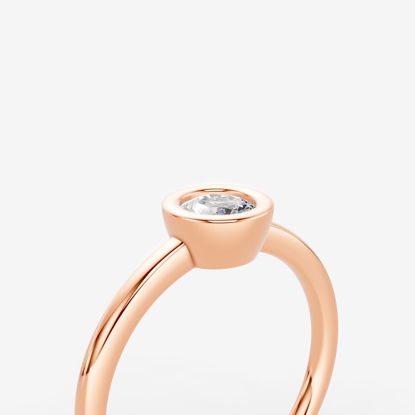 Bezel Round Solitaire Ring in 18K Rose Gold
