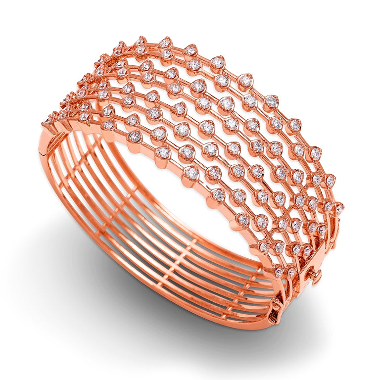 Amara 8 Line Diamond Bangle - Rose Gold