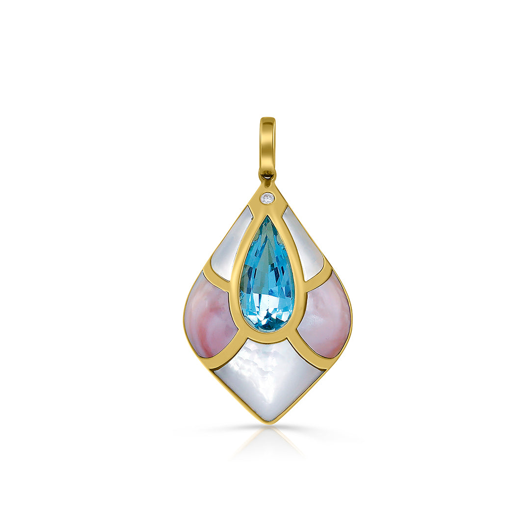 Azure Petal Blue Topaz & Mother-of-Pearl Pendant