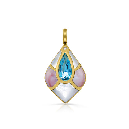 Azure Petal Blue Topaz & Mother-of-Pearl Pendant