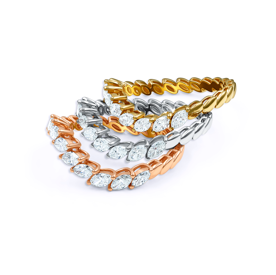 Red Carpet Marquise Diamond Tri-Color 18K Ring